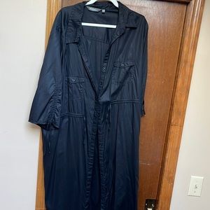 Ulla Popken 24/26 100% lyocell black shirt dress / button up topper jacket